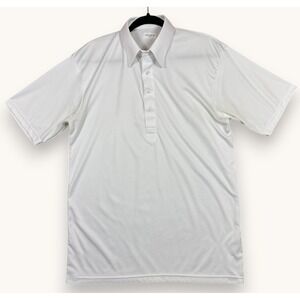 Collars & Co. Polo Mens Large White Dress Collar Polo Performance Short Sleeve